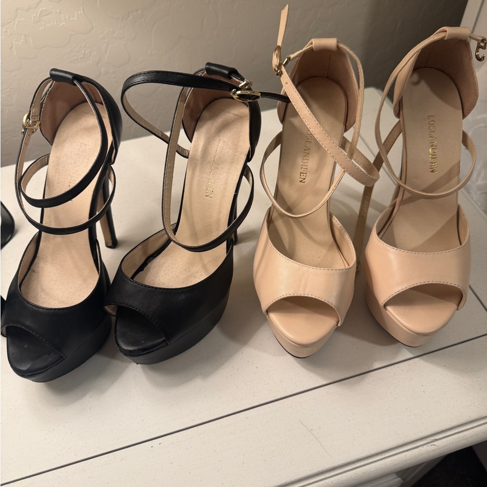 Black and Cream Peep-Toe Heels, 2 pairs for only $20